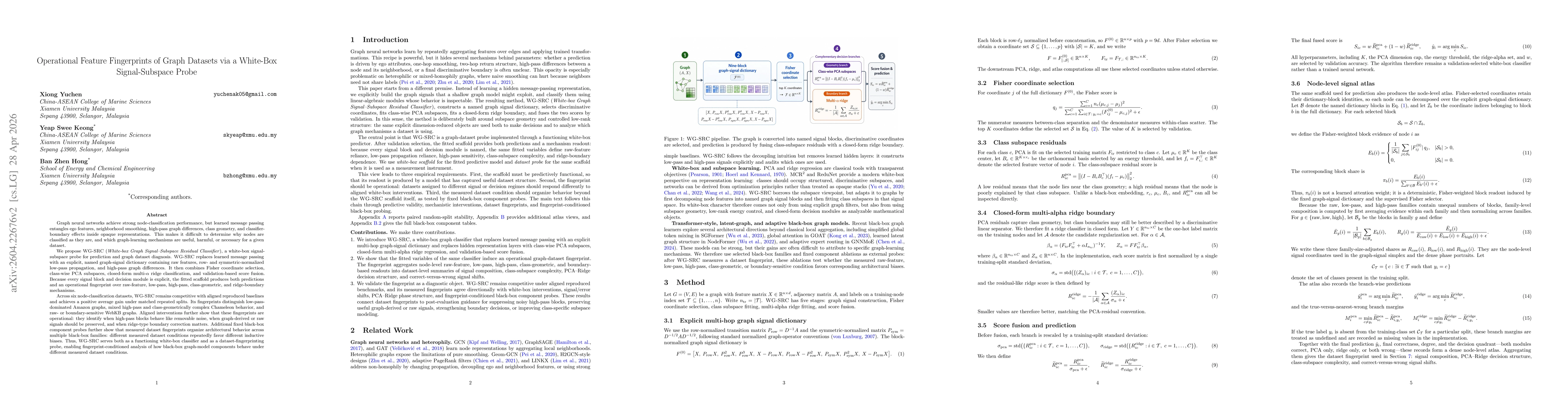 Thumbnail for Operational Feature Fingerprints of Graph Datasets via a White-Box Signal-Subspace Probe