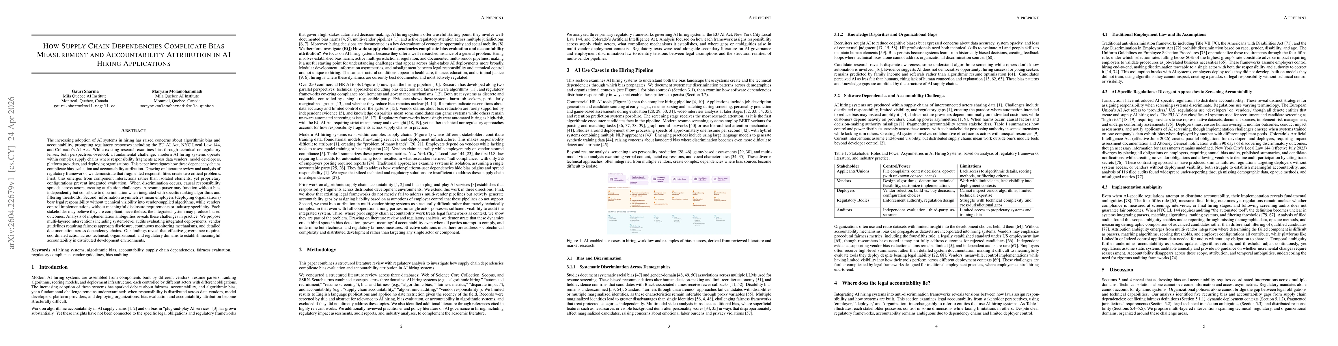 Thumbnail for How Supply Chain Dependencies Complicate Bias Measurement and Accountability Attribution in AI Hiring Applications