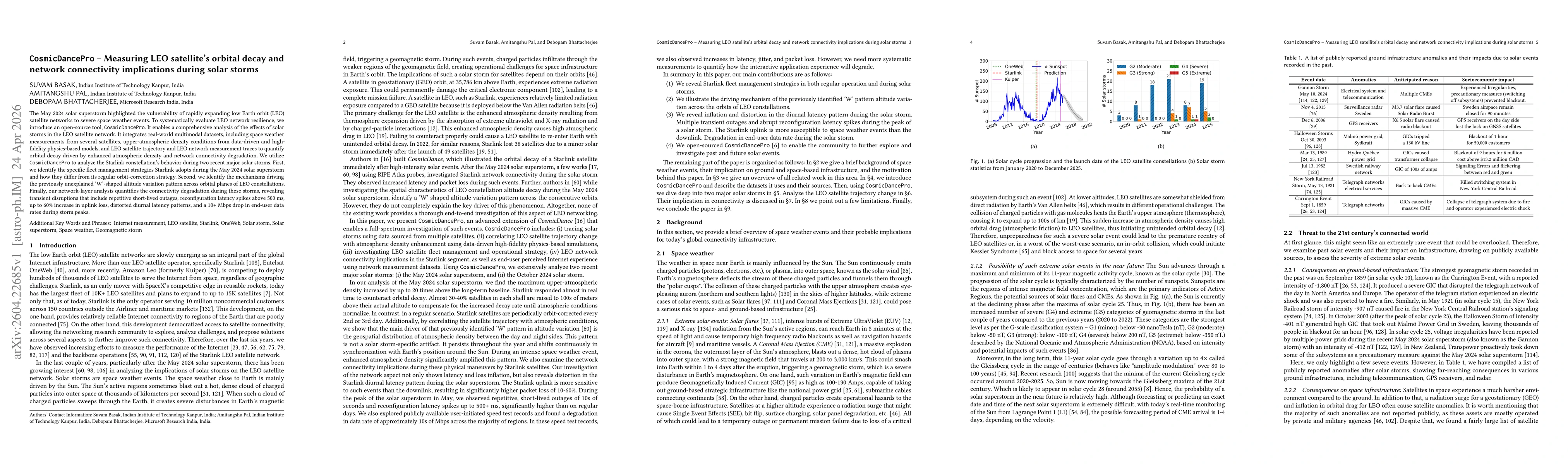 Thumbnail for CosmicDancePro -- Measuring LEO satellite's orbital decay and network connectivity implications during solar storms