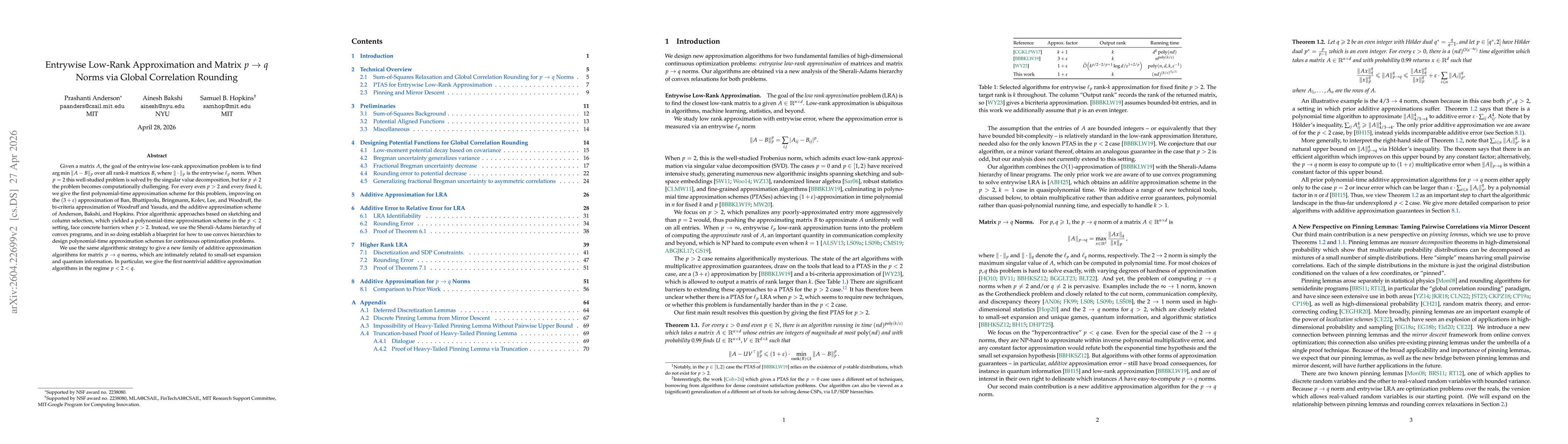 Thumbnail for Entrywise Low-Rank Approximation and Matrix $p \rightarrow q$ Norms via Global Correlation Rounding