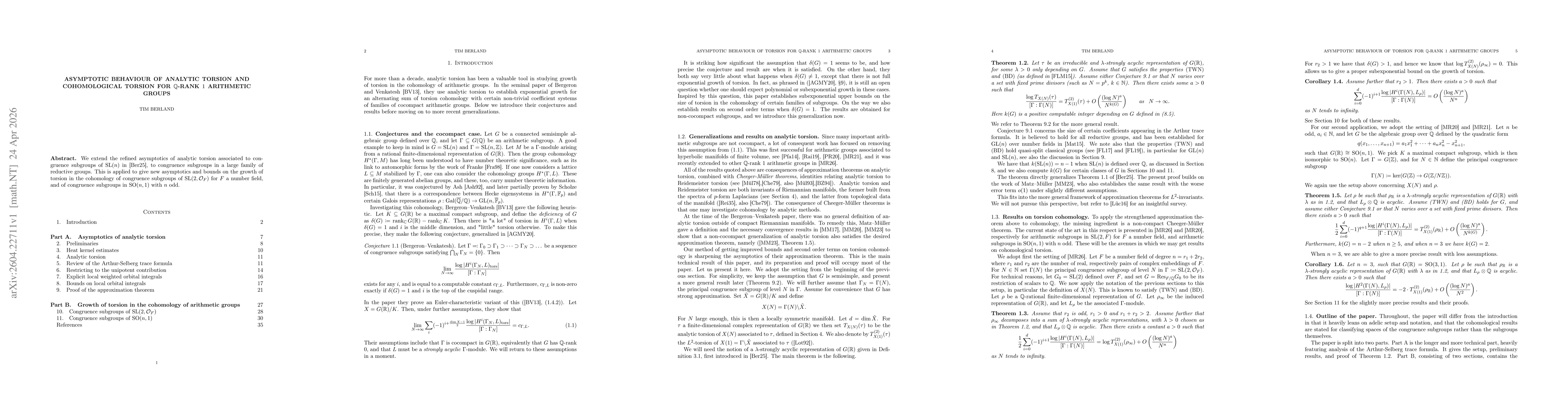 Thumbnail for Asymptotic behaviour of analytic torsion and cohomological torsion for $\mathbb{Q}$-rank $1$ arithmetic groups