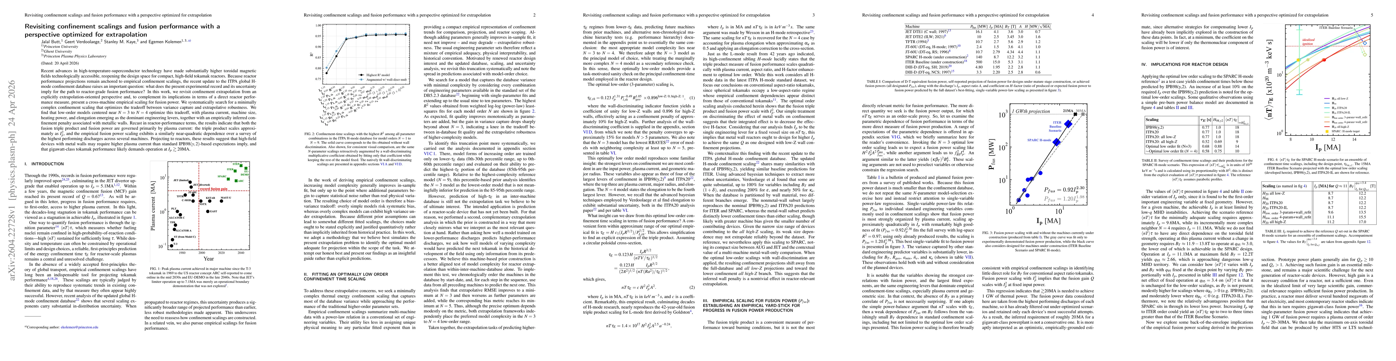 Thumbnail for Revisiting confinement scalings and fusion performance with a perspective optimized for extrapolation