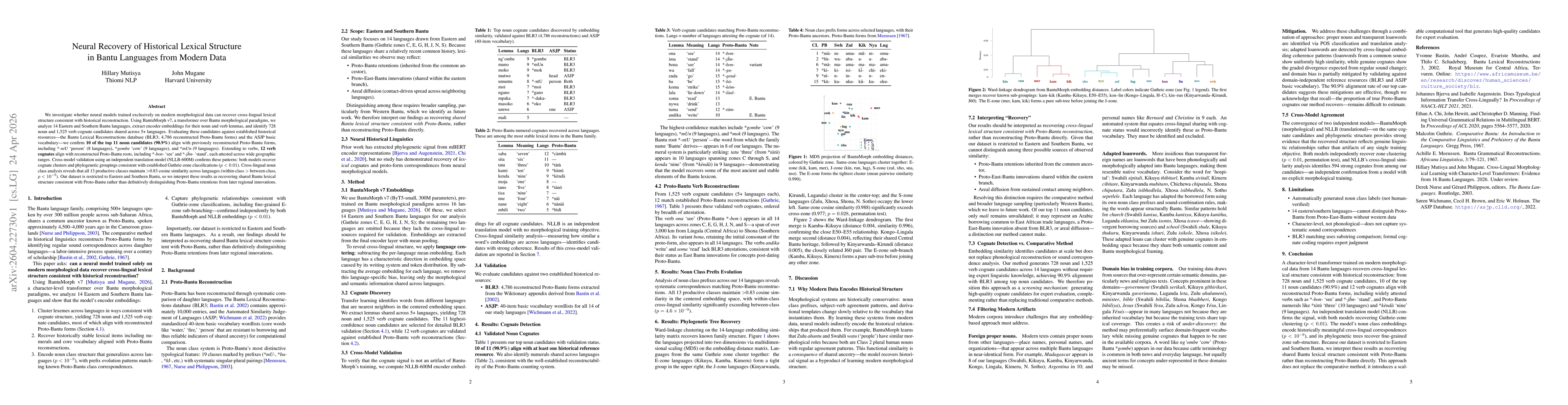 Thumbnail for Neural Recovery of Historical Lexical Structure in Bantu Languages from Modern Data