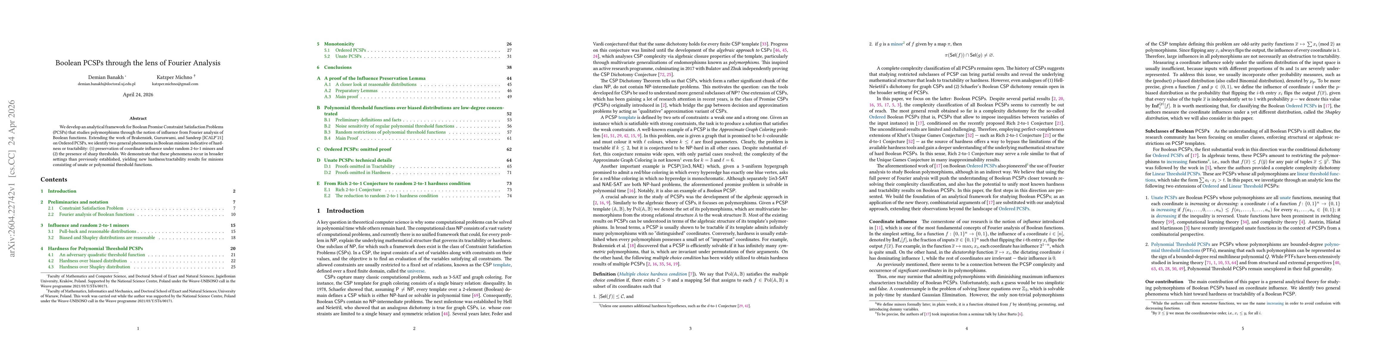 Thumbnail for Boolean PCSPs through the lens of Fourier Analysis