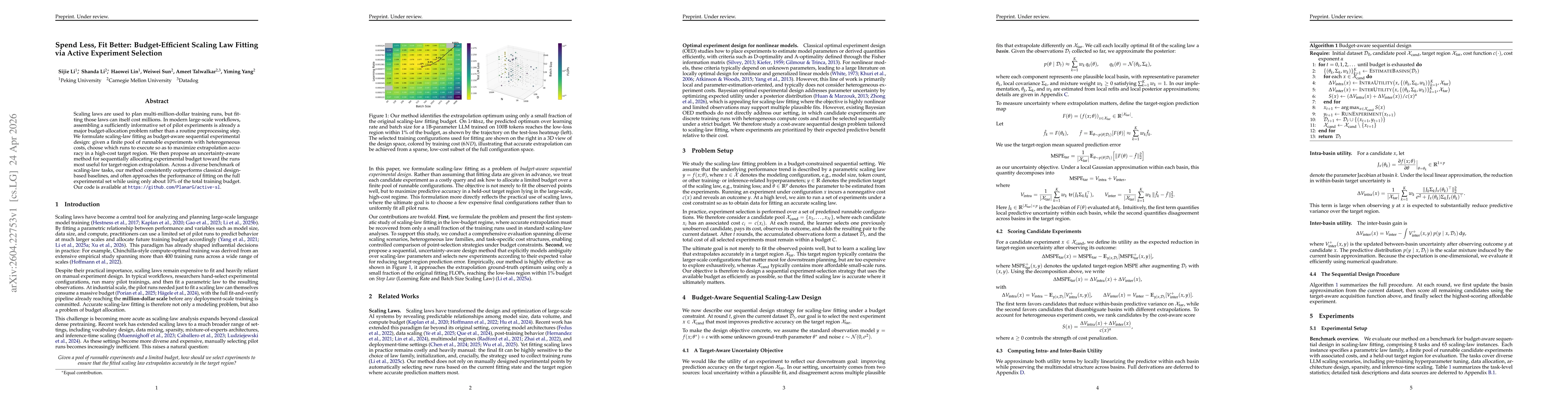 Thumbnail for Spend Less, Fit Better: Budget-Efficient Scaling Law Fitting via Active Experiment Selection