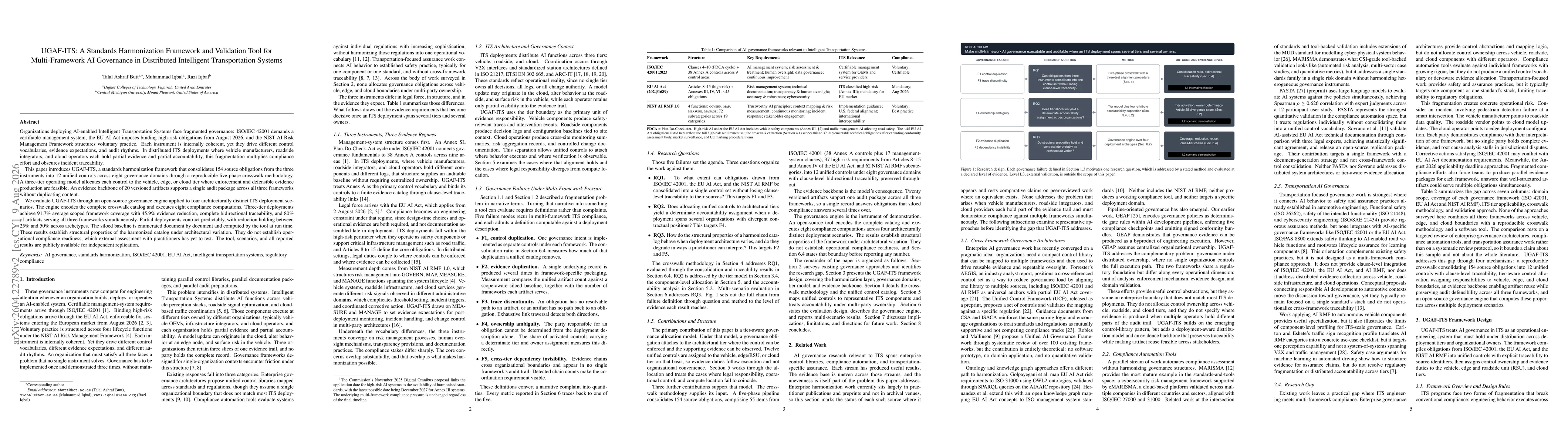Thumbnail for UGAF-ITS: A Standards Harmonization Framework and Validation Tool for Multi-Framework AI Governance in Distributed Intelligent Transportation Systems