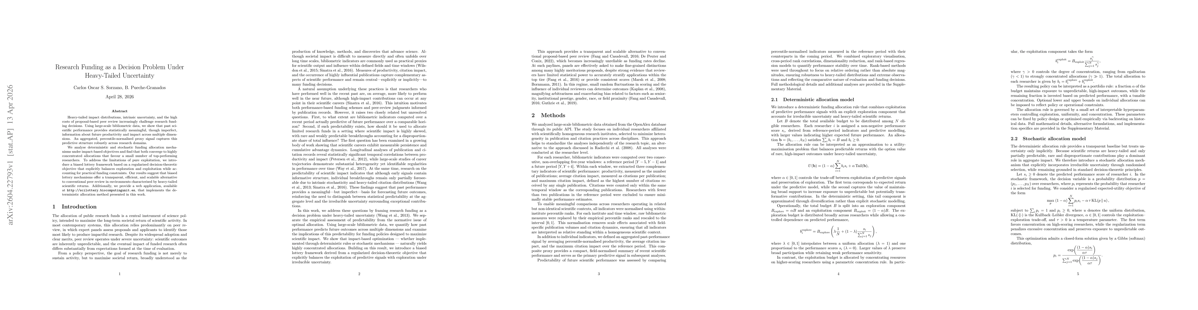 Thumbnail for Research Funding as a Decision Problem Under Heavy-Tailed Uncertainty