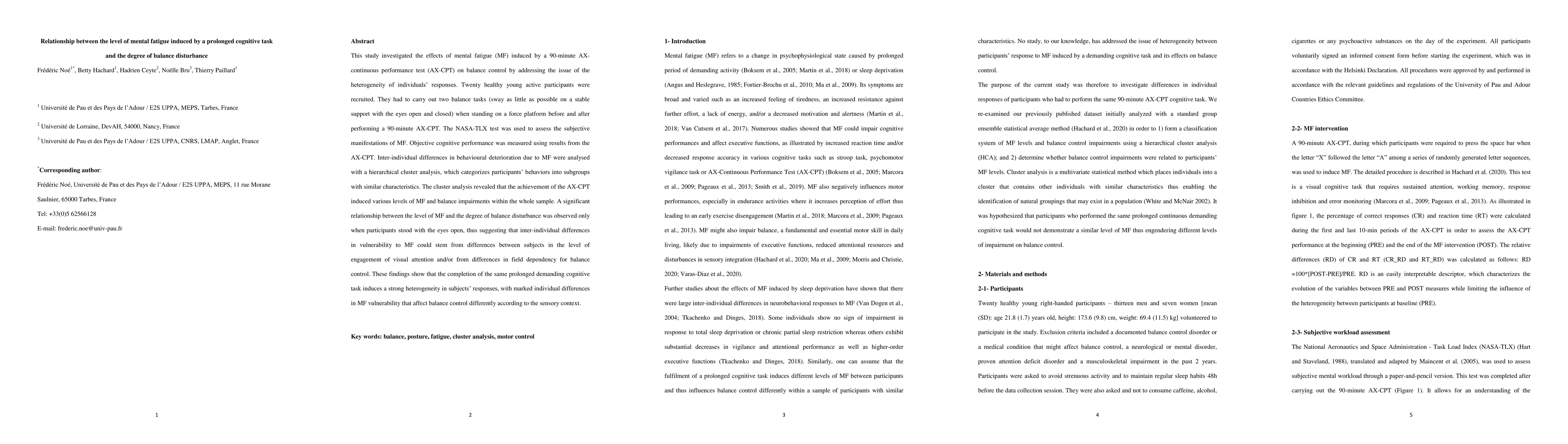 Thumbnail for Relationship between the level of mental fatigue induced by a prolonged cognitive task and the degree of balance disturbance