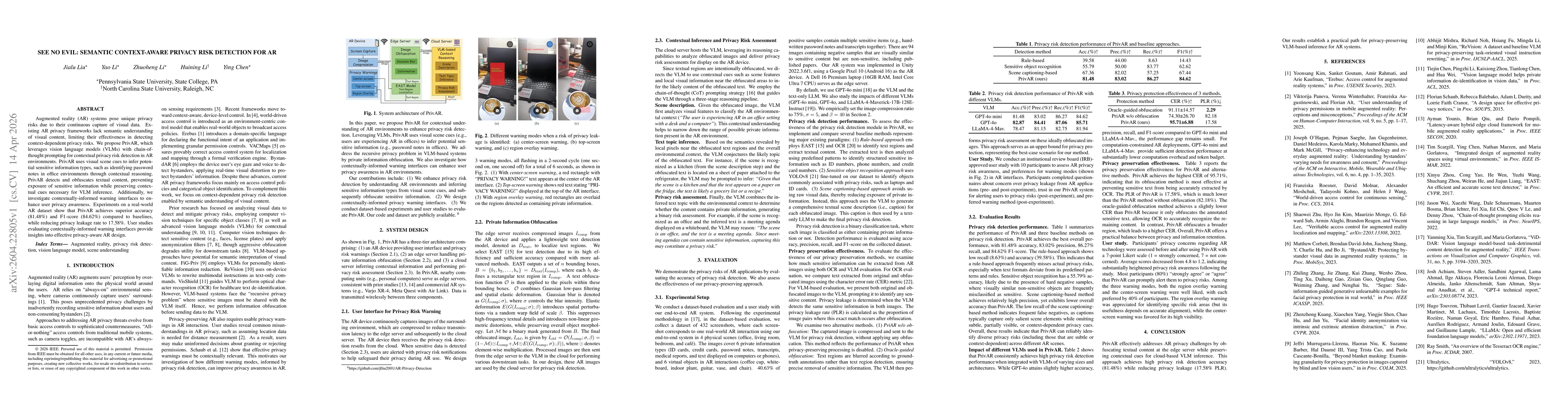 Thumbnail for See No Evil: Semantic Context-Aware Privacy Risk Detection for AR