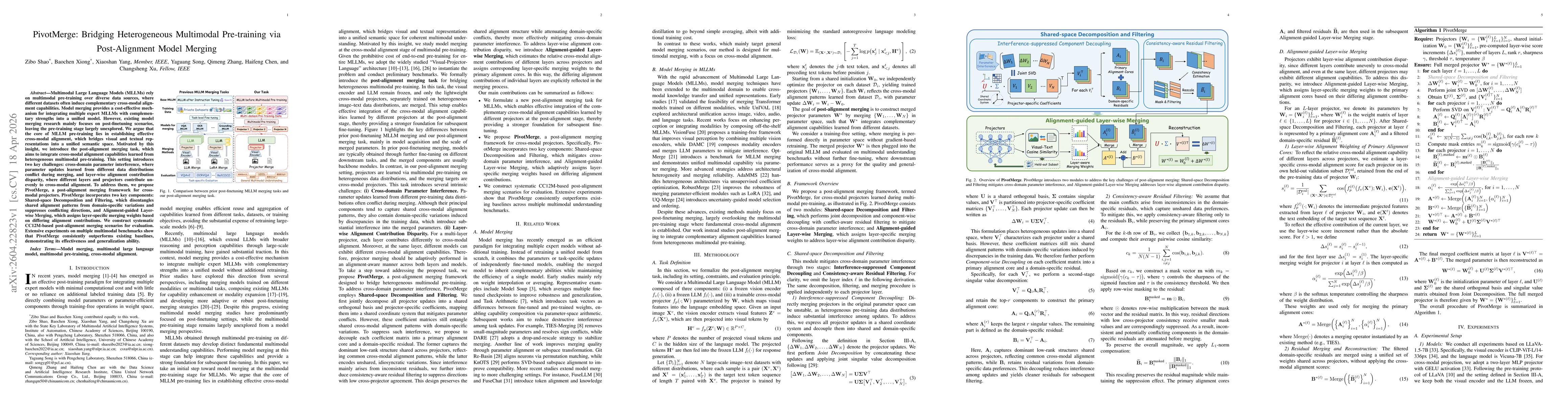 Thumbnail for PivotMerge: Bridging Heterogeneous Multimodal Pre-training via Post-Alignment Model Merging