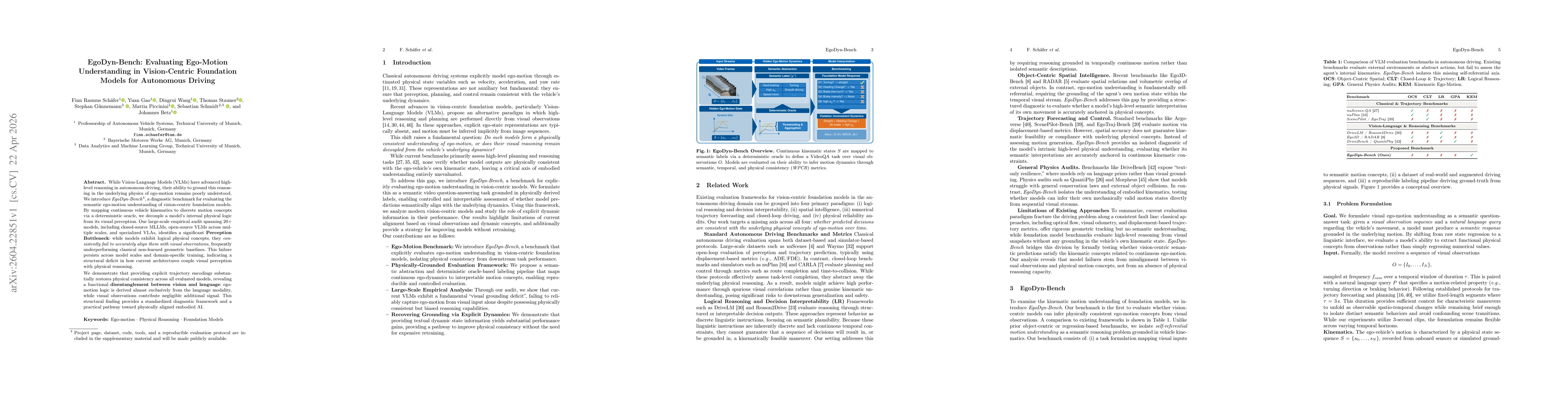 Thumbnail for EgoDyn-Bench: Evaluating Ego-Motion Understanding in Vision-Centric Foundation Models for Autonomous Driving