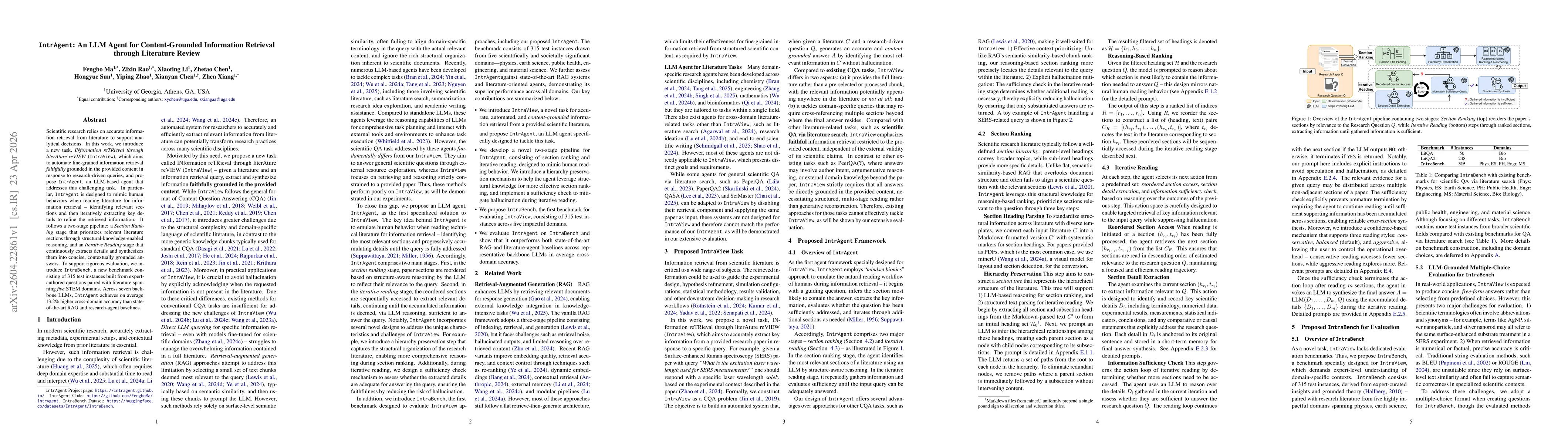 Thumbnail for IntrAgent: An LLM Agent for Content-Grounded Information Retrieval through Literature Review