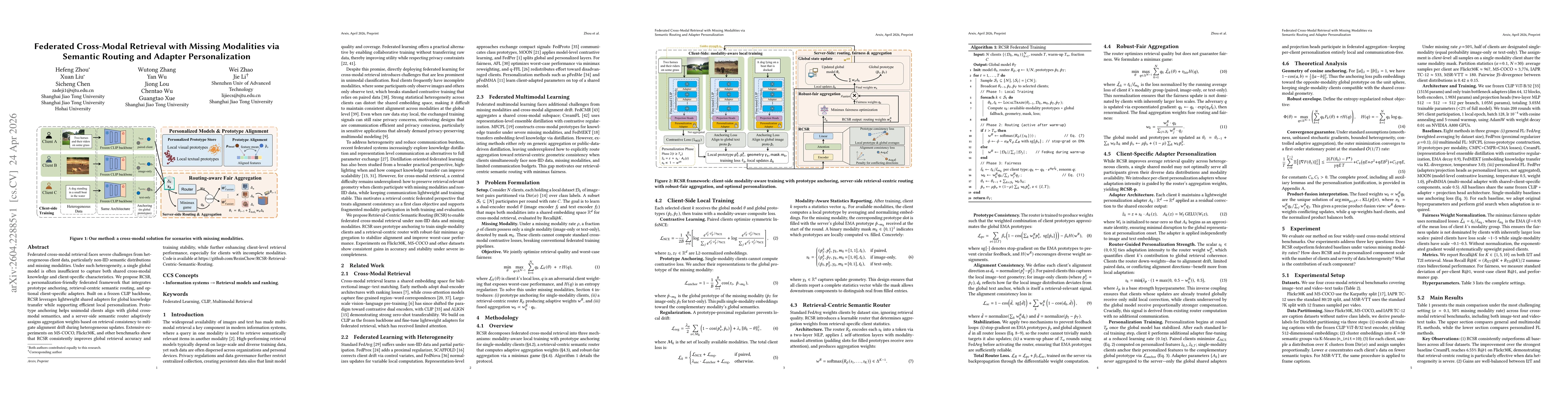 Thumbnail for Federated Cross-Modal Retrieval with Missing Modalities via Semantic Routing and Adapter Personalization