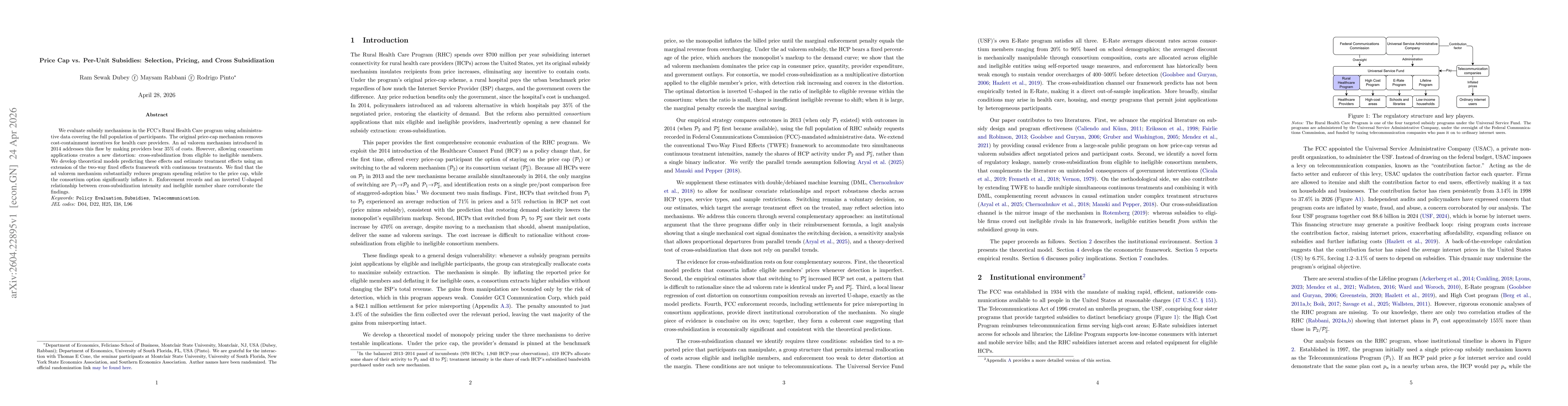 Thumbnail for Price Cap vs. Per-Unit Subsidies: Selection, Pricing, and Cross Subsidization