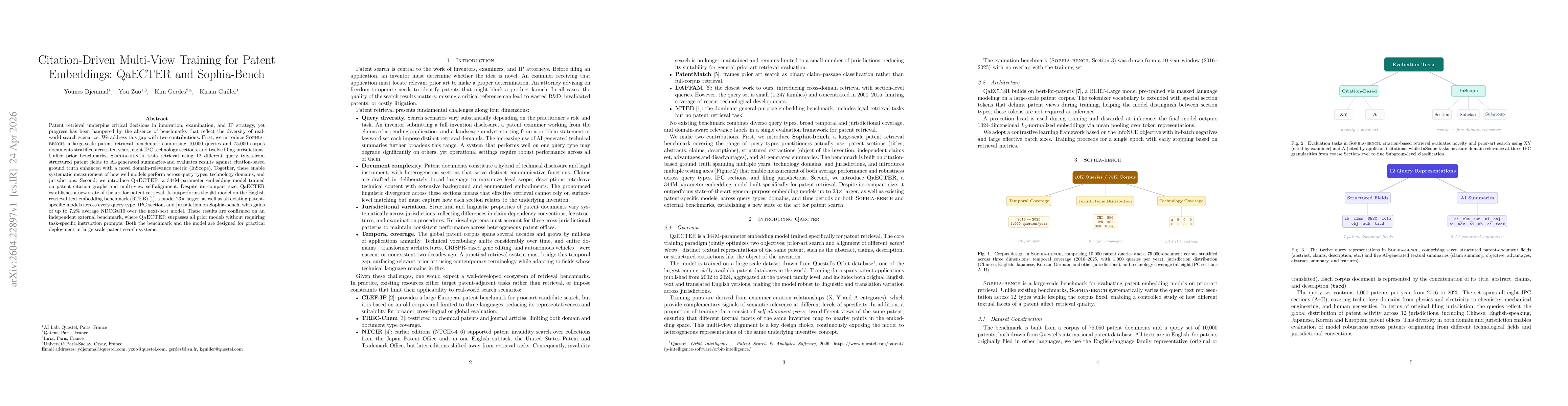Thumbnail for Citation-Driven Multi-View Training for Patent Embeddings: QaECTER and Sophia-Bench