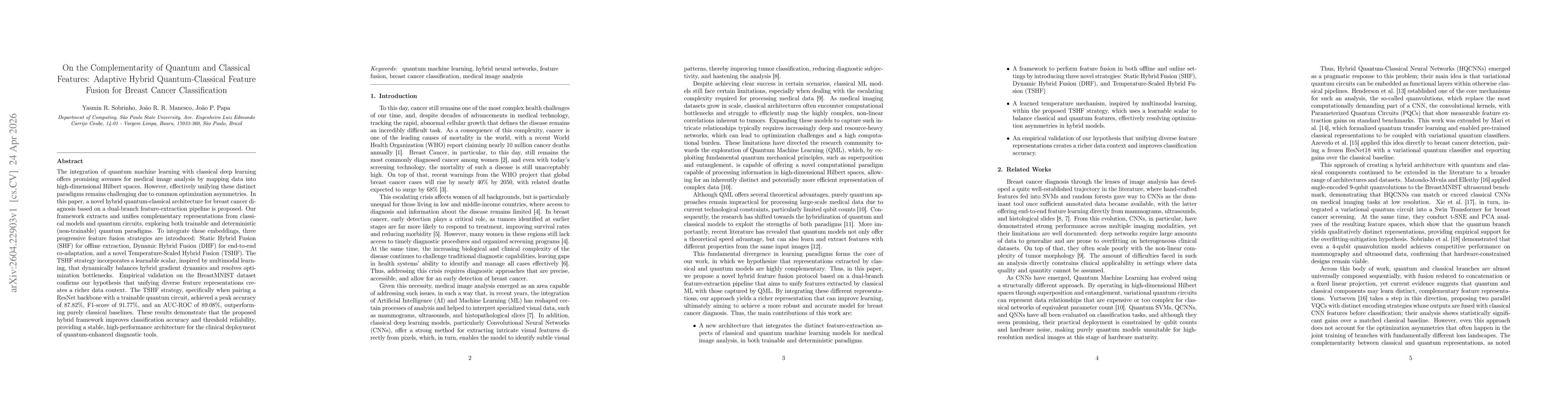Thumbnail for On the Complementarity of Quantum and Classical Features: Adaptive Hybrid Quantum-Classical Feature Fusion for Breast Cancer Classification
