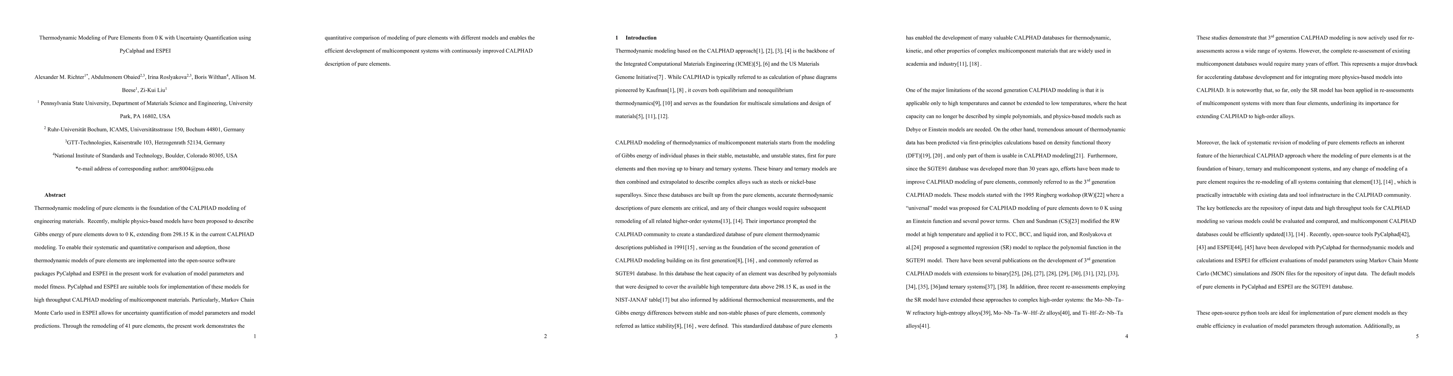 Thumbnail for Thermodynamic Modeling of Pure Elements from 0 K with Uncertainty Quantification using PyCalphad and ESPEI