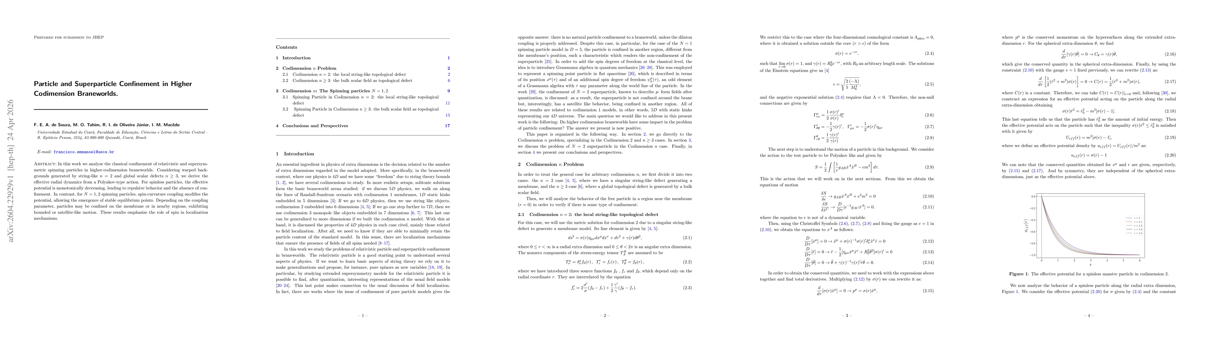 Thumbnail for Particle and Superparticle Confinement in Higher Codimension Braneworlds
