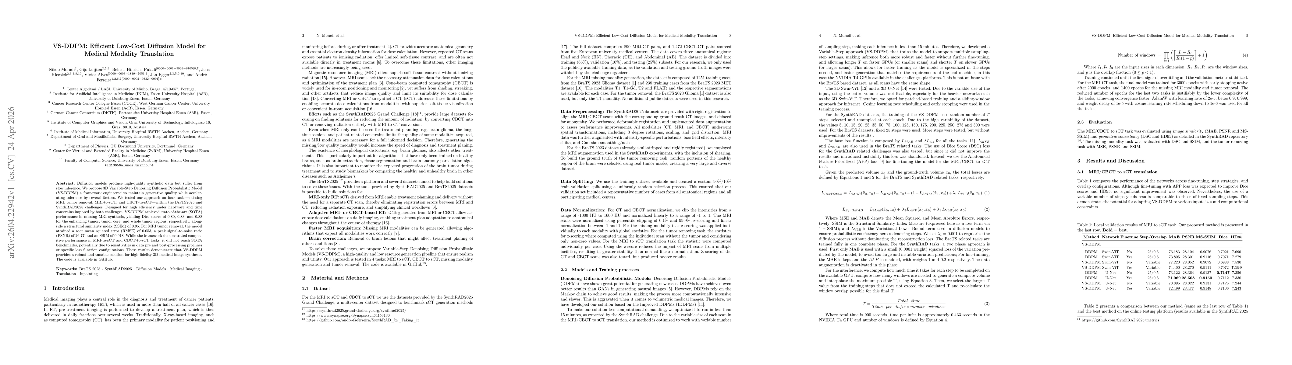 Thumbnail for VS-DDPM: Efficient Low-Cost Diffusion Model for Medical Modality Translation