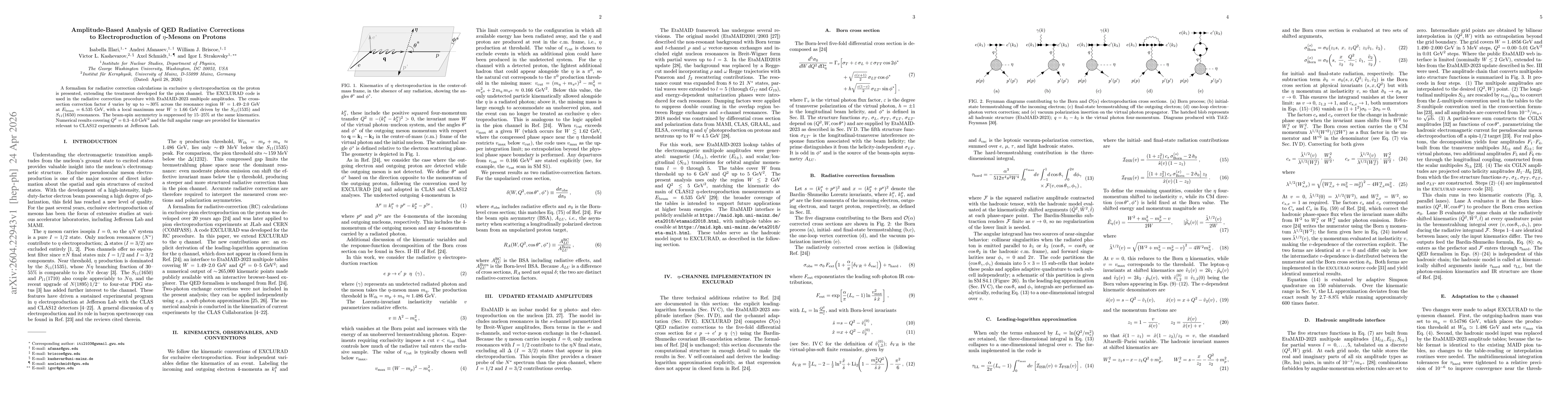 Thumbnail for Amplitude-Based Analysis of QED Radiative Corrections to Electroproduction of $η$-Mesons on Protons