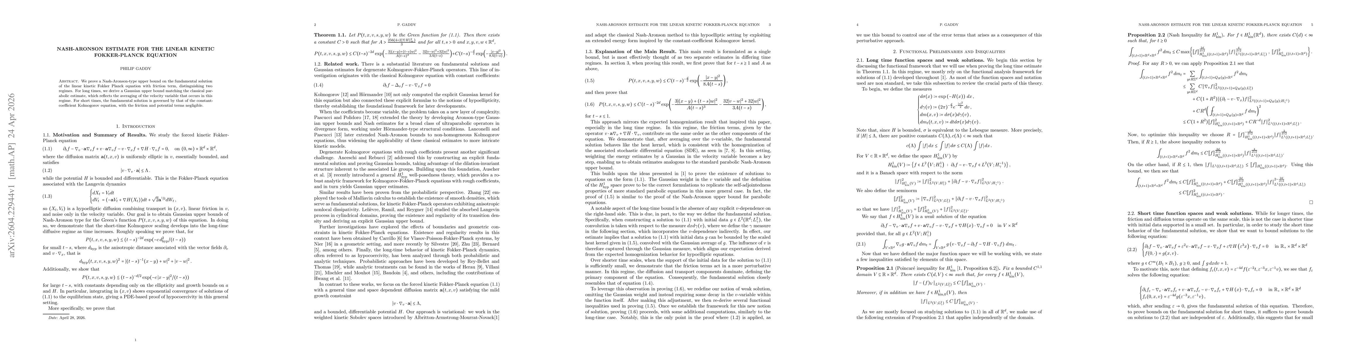 Thumbnail for Nash-Aronson Estimate for the Linear Kinetic Fokker-Planck equation