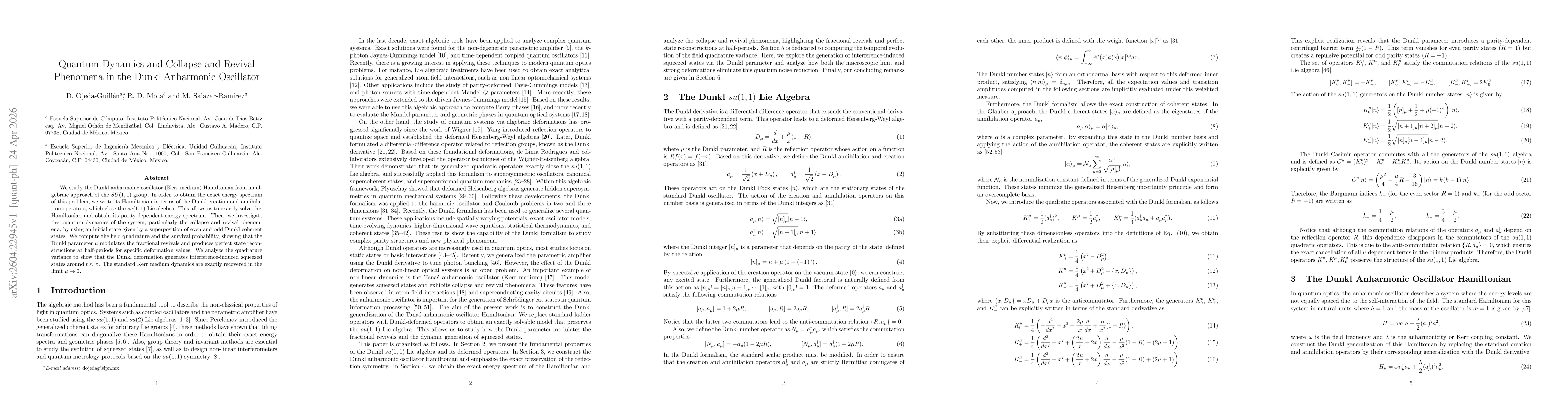 Thumbnail for Quantum Dynamics and Collapse-and-Revival Phenomena in the Dunkl Anharmonic Oscillator