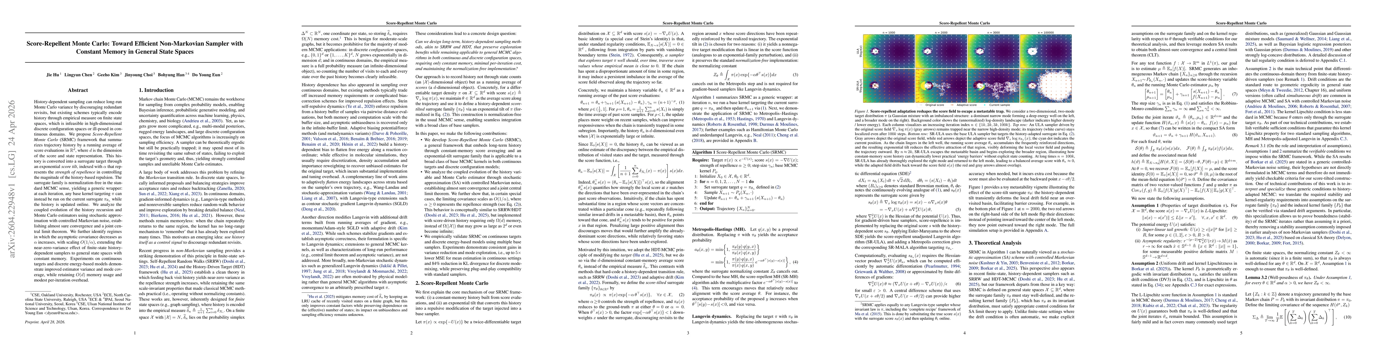Thumbnail for Score-Repellent Monte Carlo: Toward Efficient Non-Markovian Sampler with Constant Memory in General State Spaces