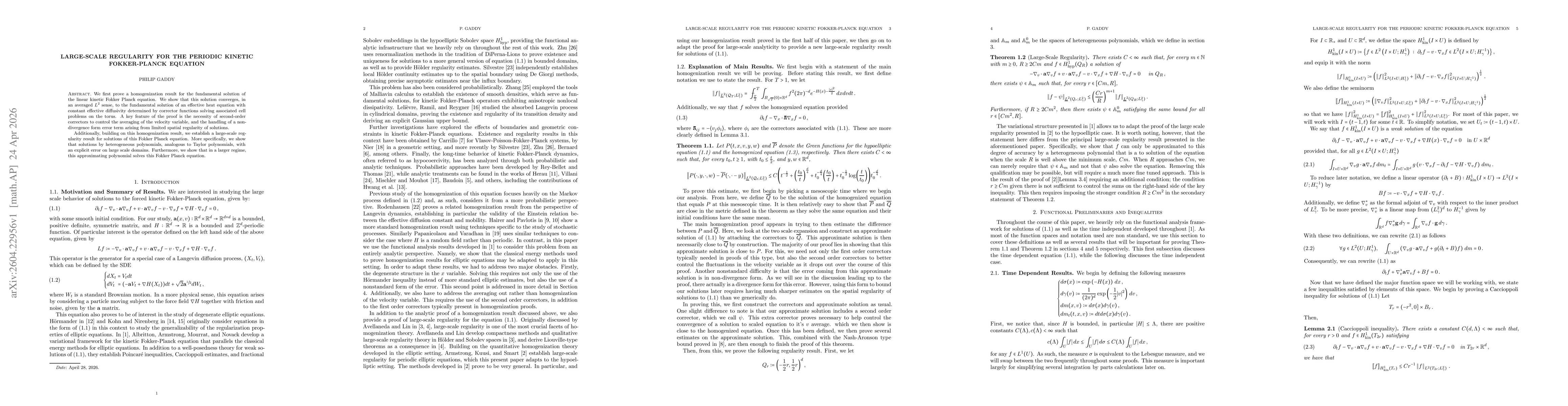 Thumbnail for Large-Scale Regularity for the Periodic Kinetic Fokker-Planck equation