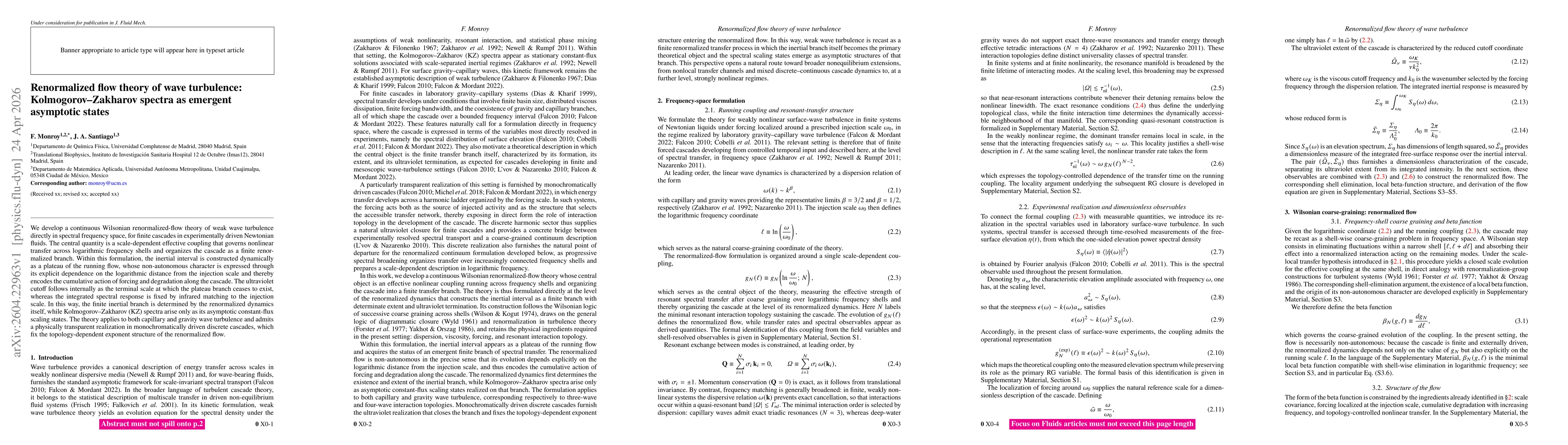 Thumbnail for Renormalized flow theory of wave turbulence: Kolmogorov-Zakharov spectra as emergent asymptotic states