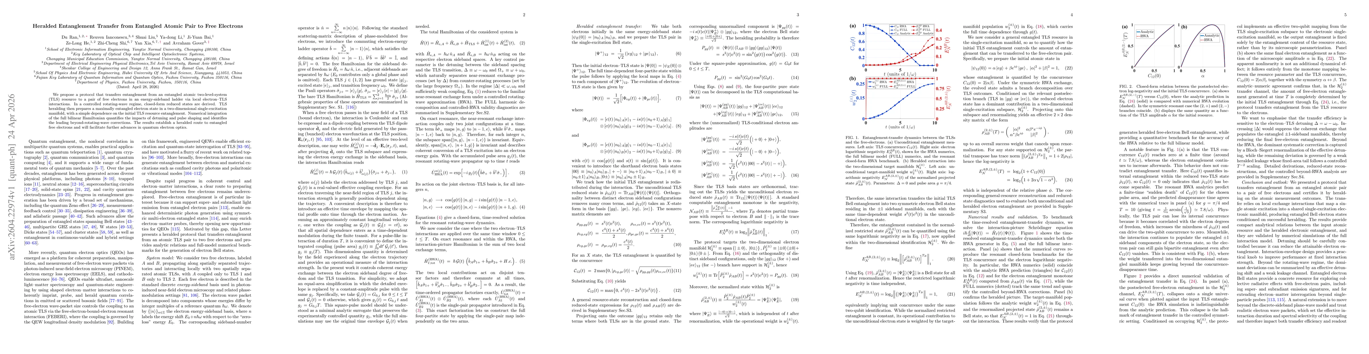 Thumbnail for Heralded Entanglement Transfer from Entangled Atomic Pair to Free Electrons