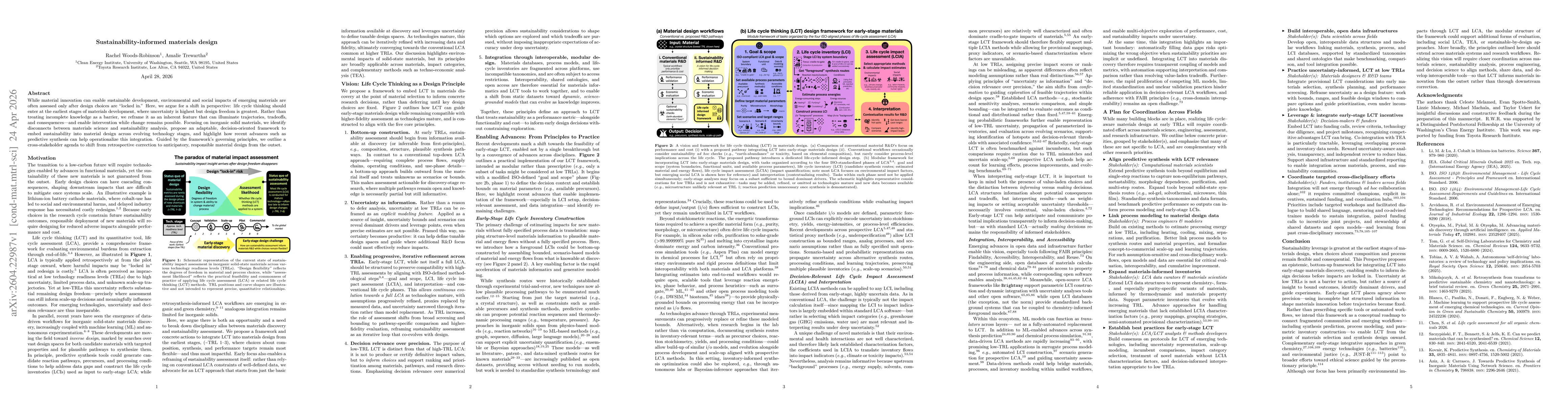 Thumbnail for Sustainability-informed materials design