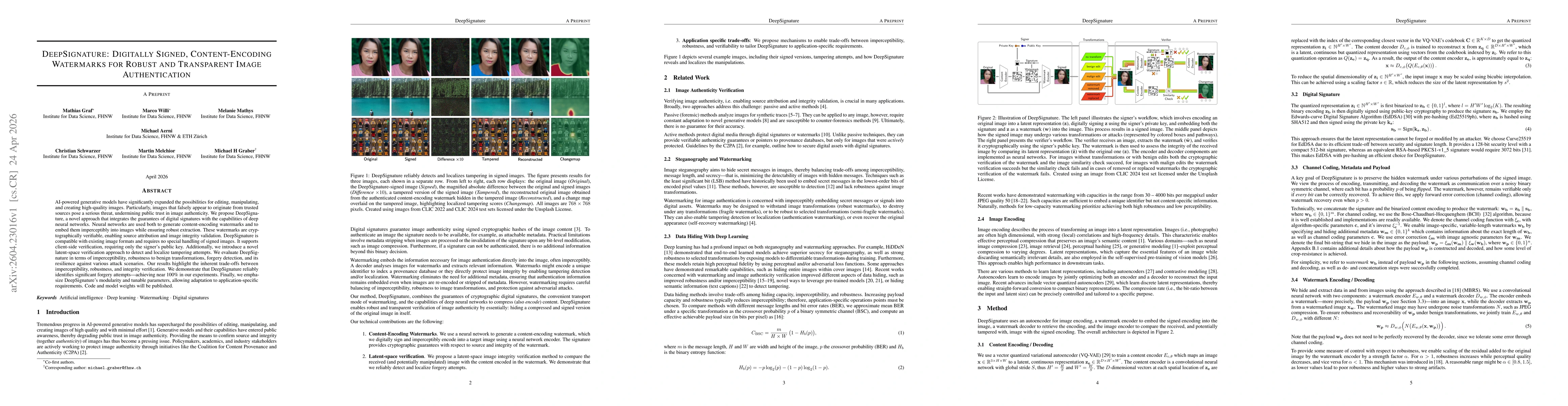 Thumbnail for DeepSignature: Digitally Signed, Content-Encoding Watermarks for Robust and Transparent Image Authentication