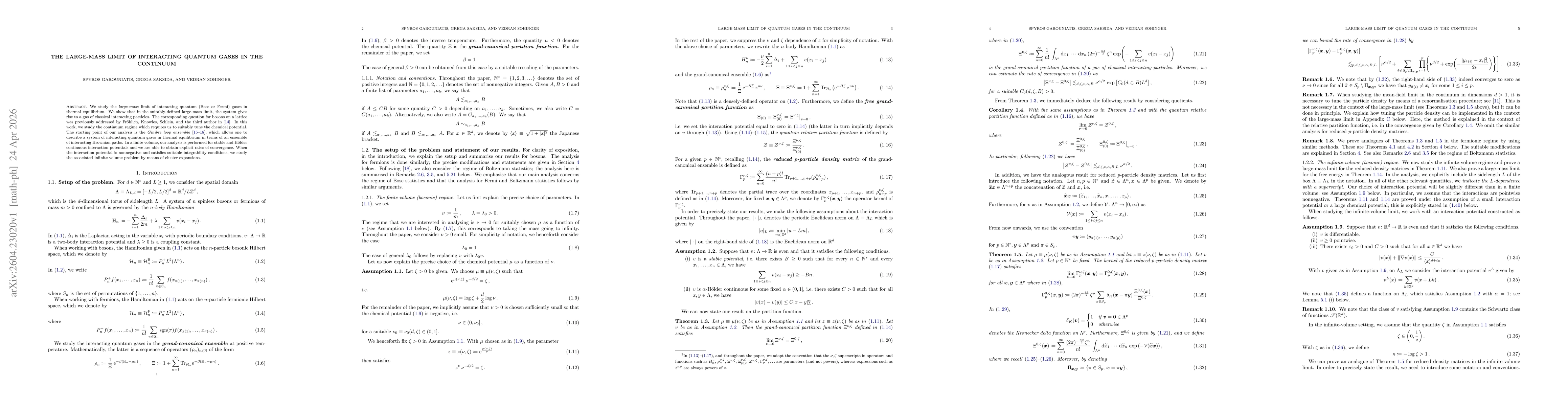 Thumbnail for The large-mass limit of interacting quantum gases in the continuum