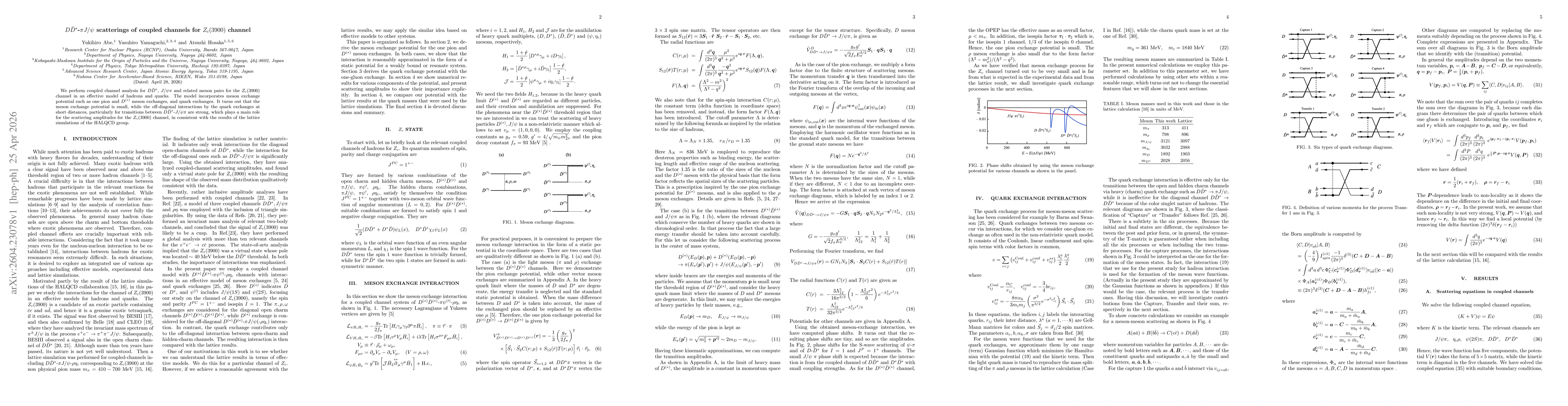 Thumbnail for $D\bar{D}^\ast$-$πJ/ψ$ scatterings of coupled channels for $Z_c(3900)$ channel