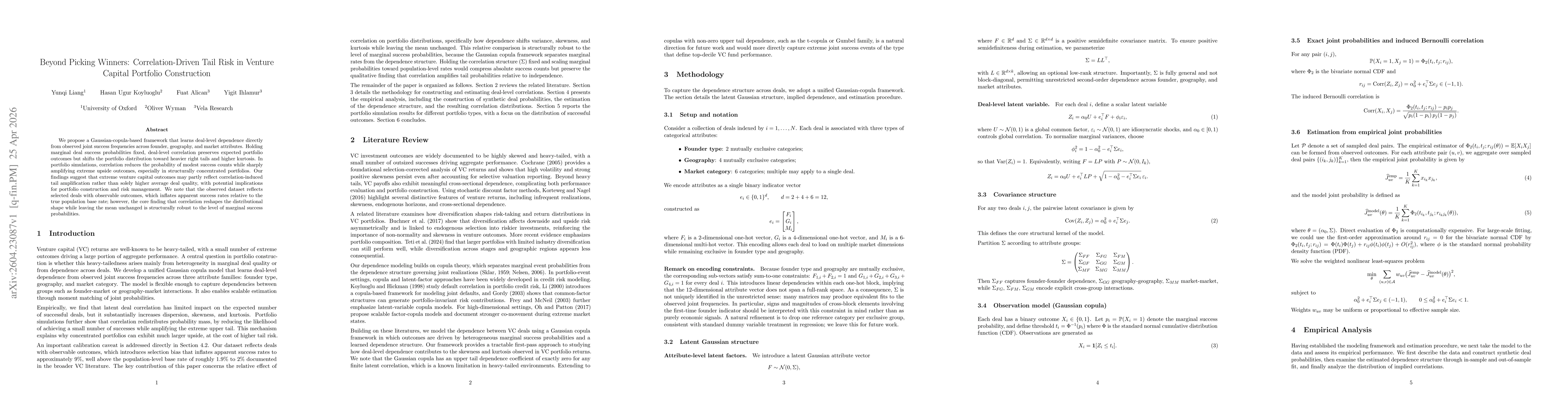 Thumbnail for Beyond Picking Winners: Correlation-Driven Tail Risk in Venture Capital Portfolio Construction