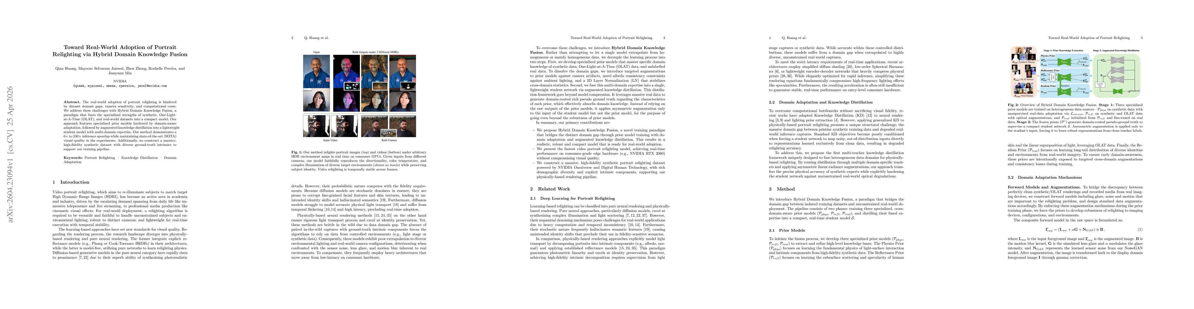 Thumbnail for Toward Real-World Adoption of Portrait Relighting via Hybrid Domain Knowledge Fusion