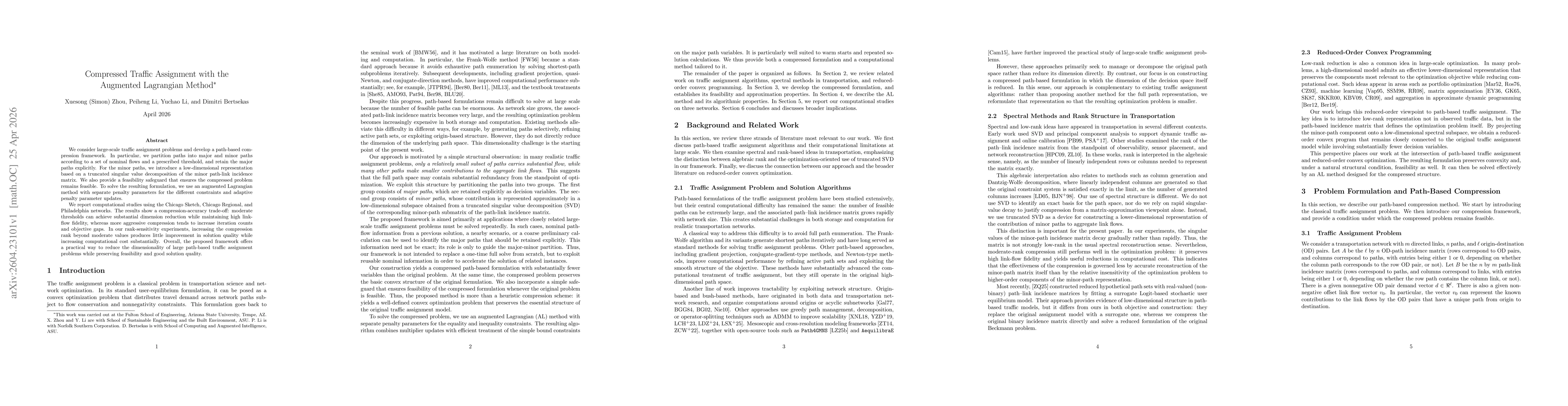Thumbnail for Compressed Traffic Assignment with the Augmented Lagrangian Method