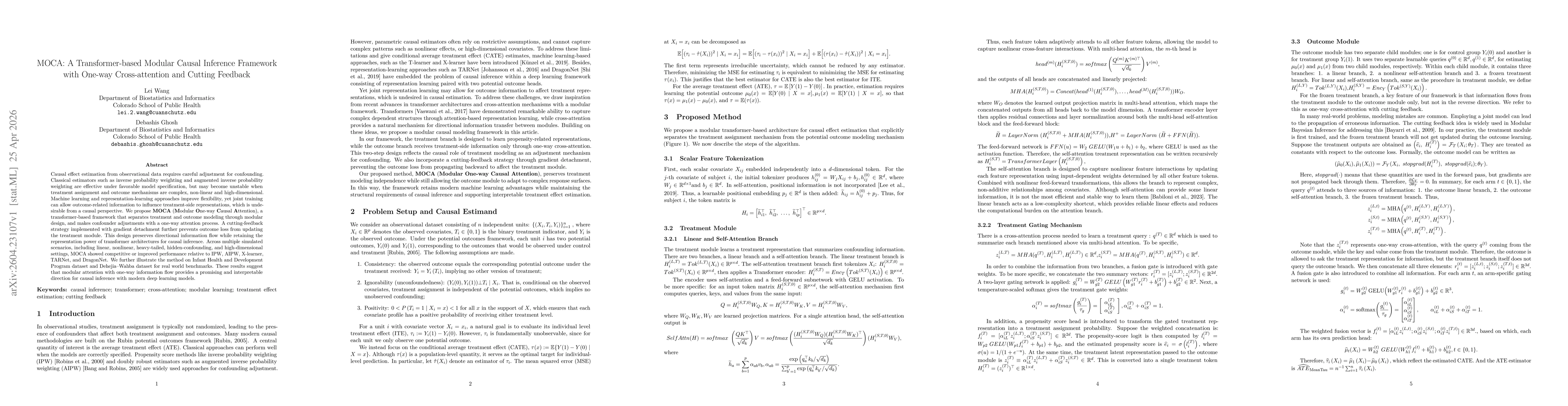 Thumbnail for MOCA: A Transformer-based Modular Causal Inference Framework with One-way Cross-attention and Cutting Feedback
