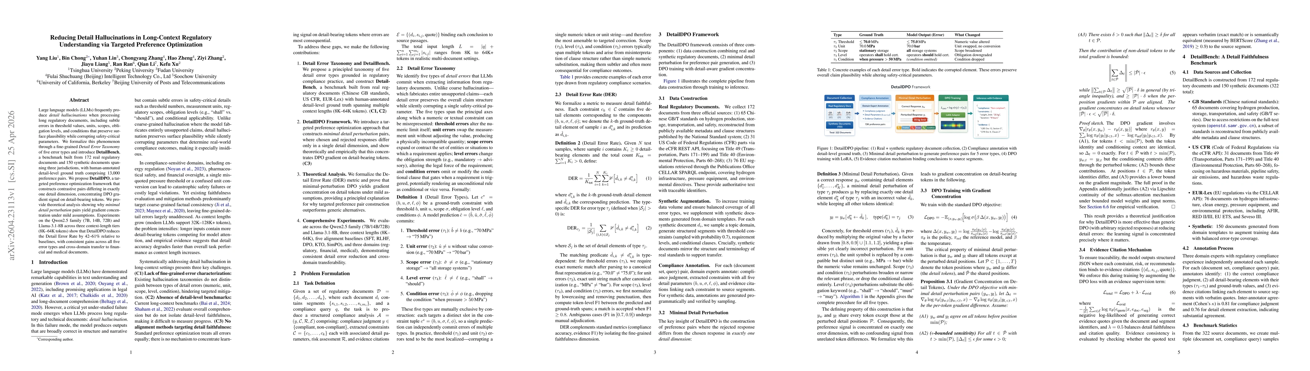 Thumbnail for Reducing Detail Hallucinations in Long-Context Regulatory Understanding via Targeted Preference Optimization