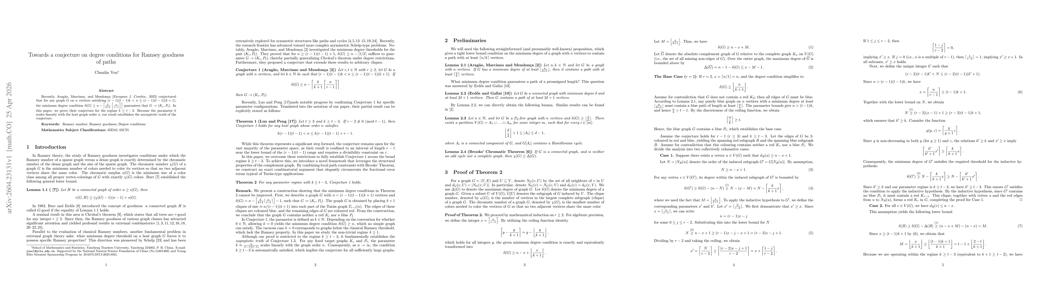 Thumbnail for Towards a conjecture on degree conditions for Ramsey goodness of paths