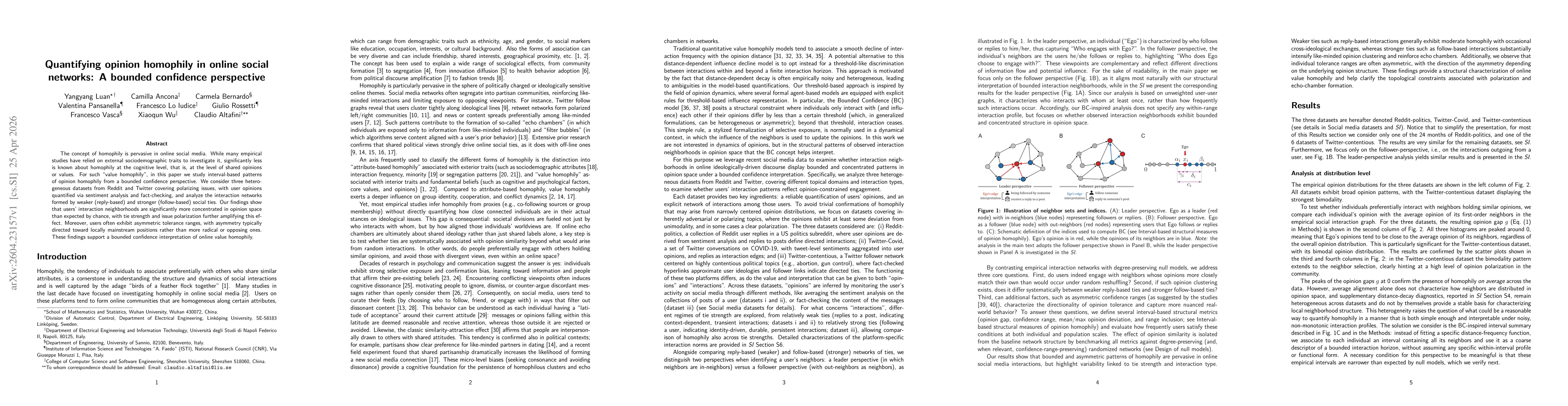 Thumbnail for Quantifying opinion homophily in online social networks: A bounded confidence perspective
