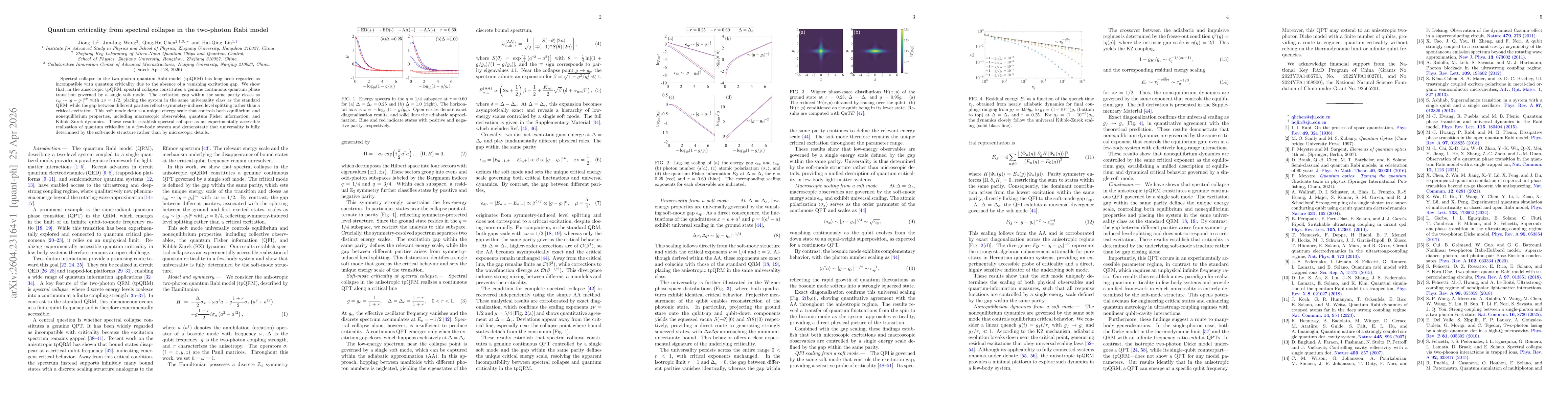 Thumbnail for Quantum criticality from spectral collapse in the two-photon Rabi model