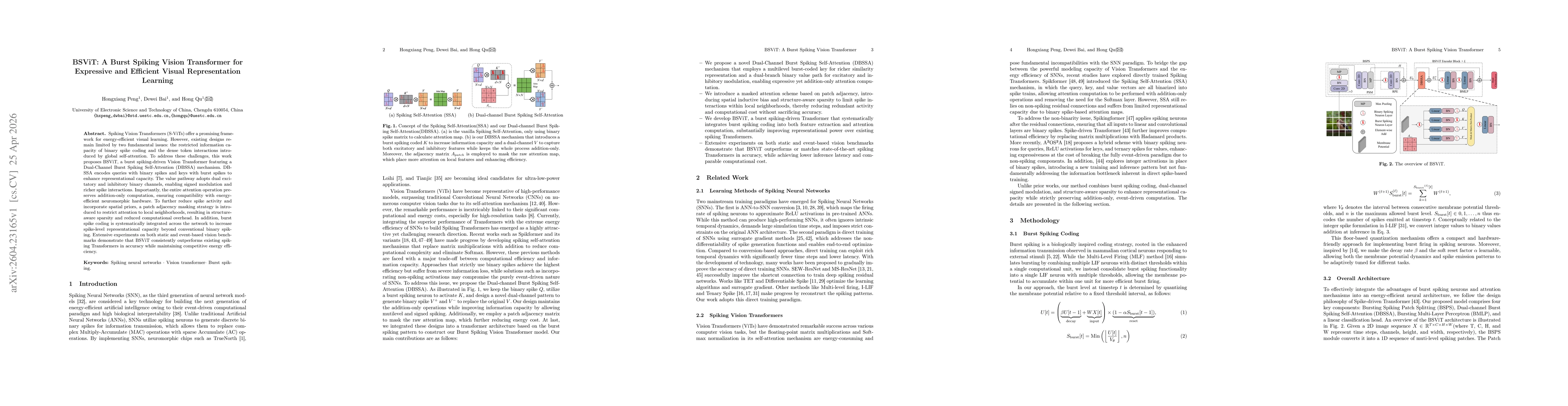 Thumbnail for BSViT: A Burst Spiking Vision Transformer for Expressive and Efficient Visual Representation Learning