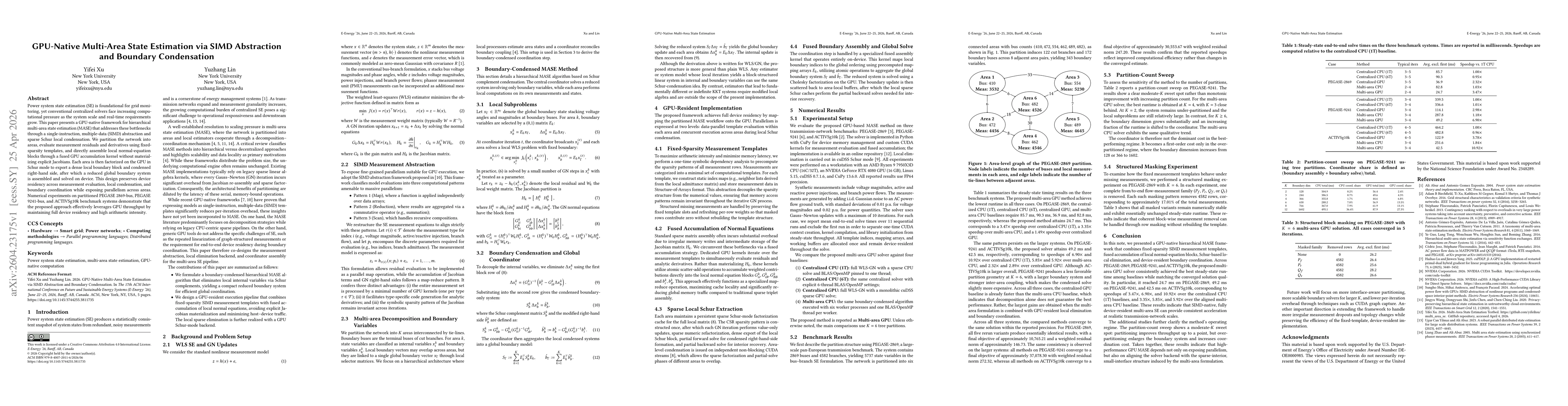 Thumbnail for GPU-Native Multi-Area State Estimation via SIMD Abstraction and Boundary Condensation