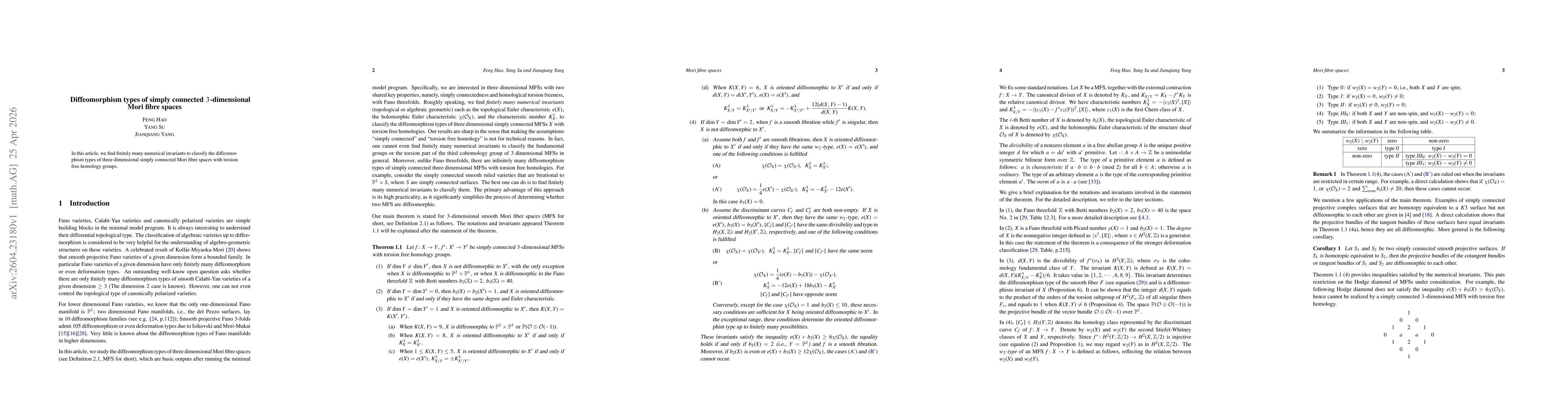 Thumbnail for Diffeomorphism types of simply connected $3$-dimensional Mori fibre spaces