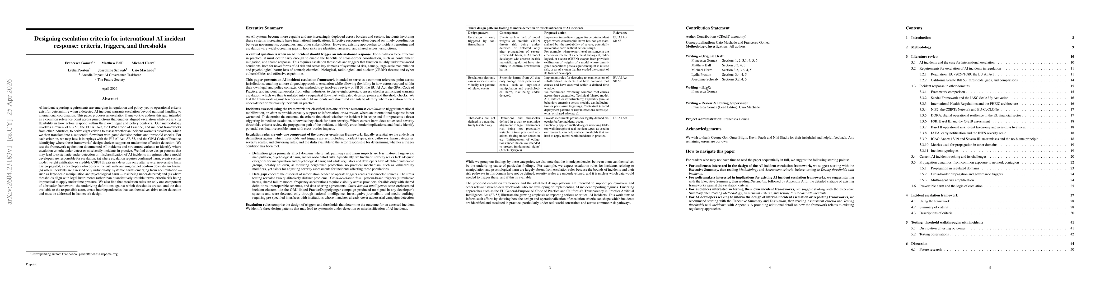 Thumbnail for Designing escalation criteria for international AI incident response: criteria, triggers, and thresholds