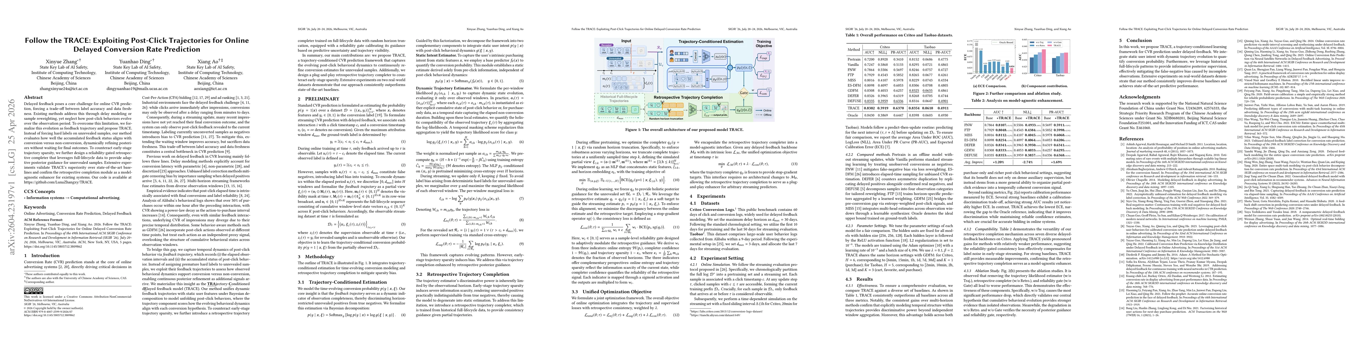 Thumbnail for Follow the TRACE: Exploiting Post-Click Trajectories for Online Delayed Conversion Rate Prediction