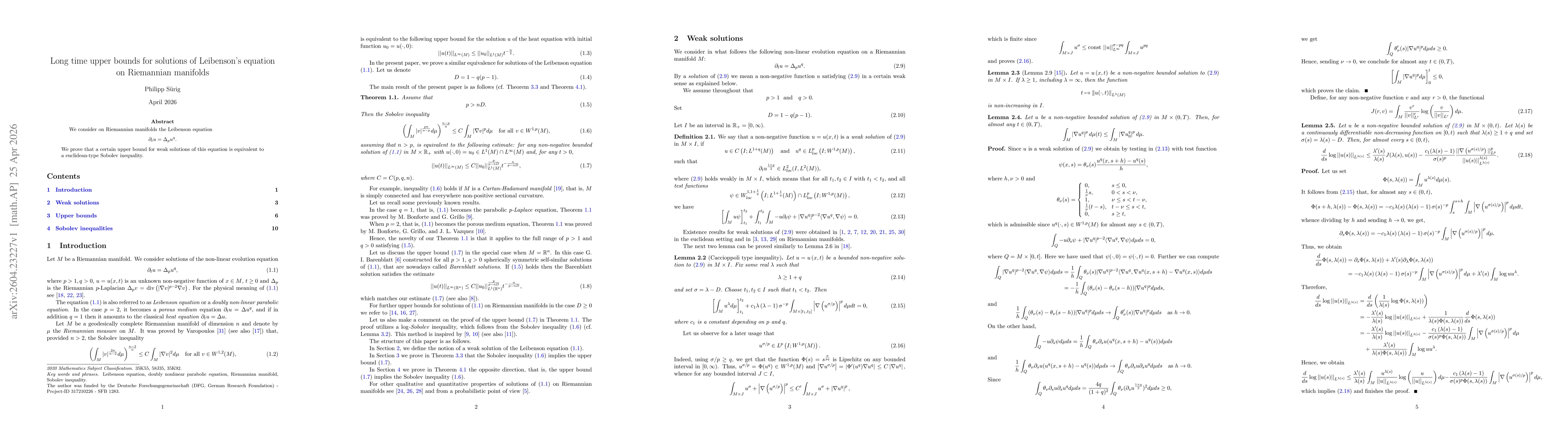 Thumbnail for Long time upper bounds for solutions of Leibenson's equation on Riemannian manifolds