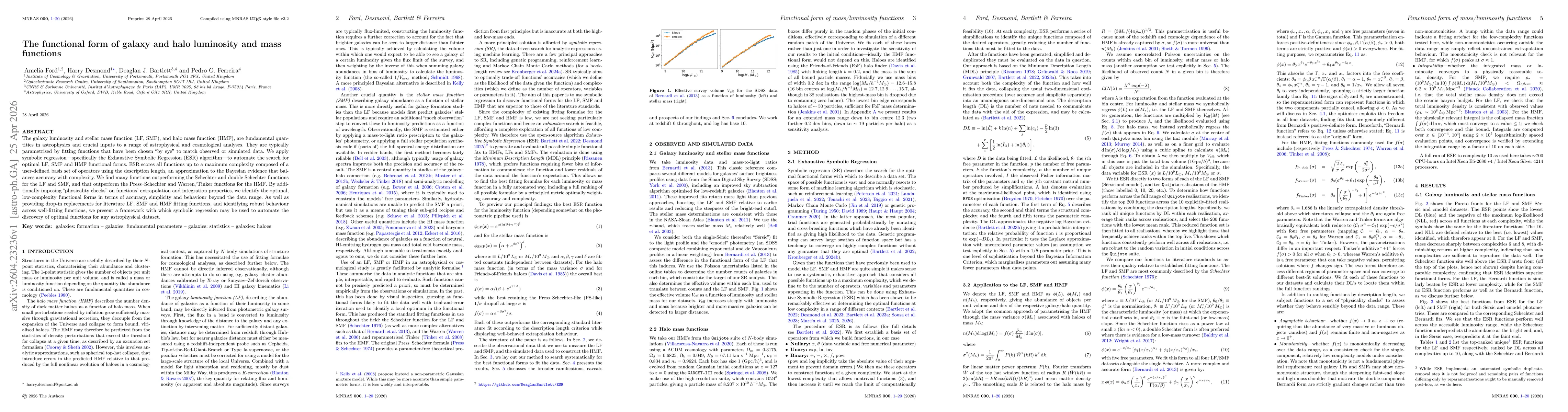 Thumbnail for The functional form of galaxy and halo luminosity and mass functions