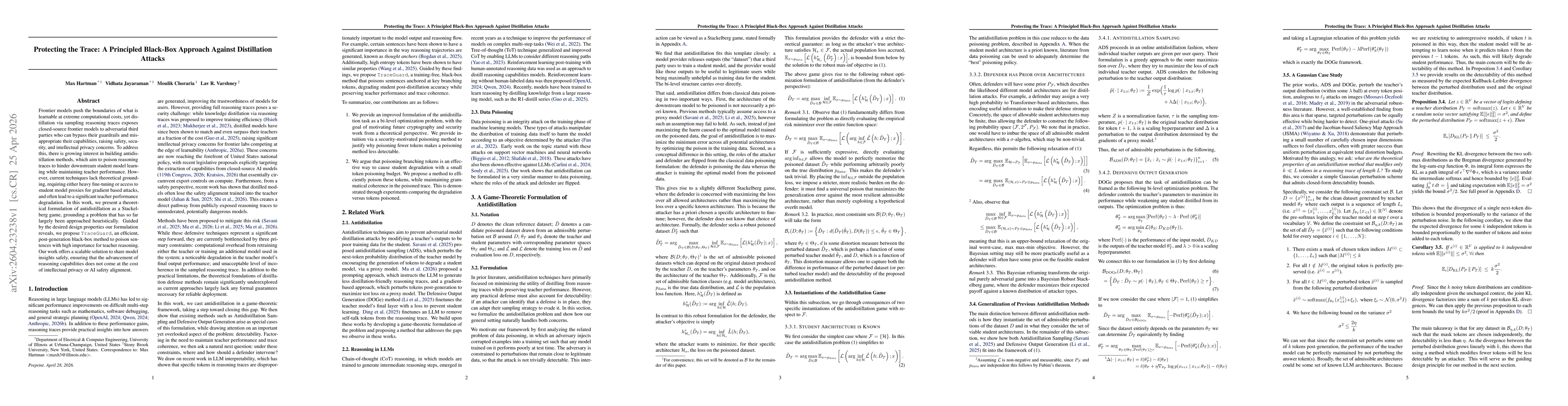 Thumbnail for Protecting the Trace: A Principled Black-Box Approach Against Distillation Attacks